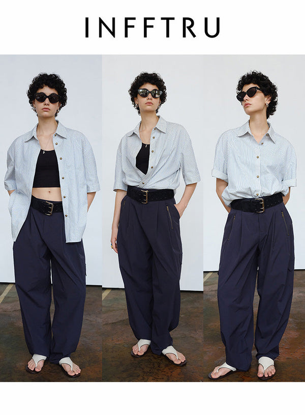 Stribet kvartærmet skjorte