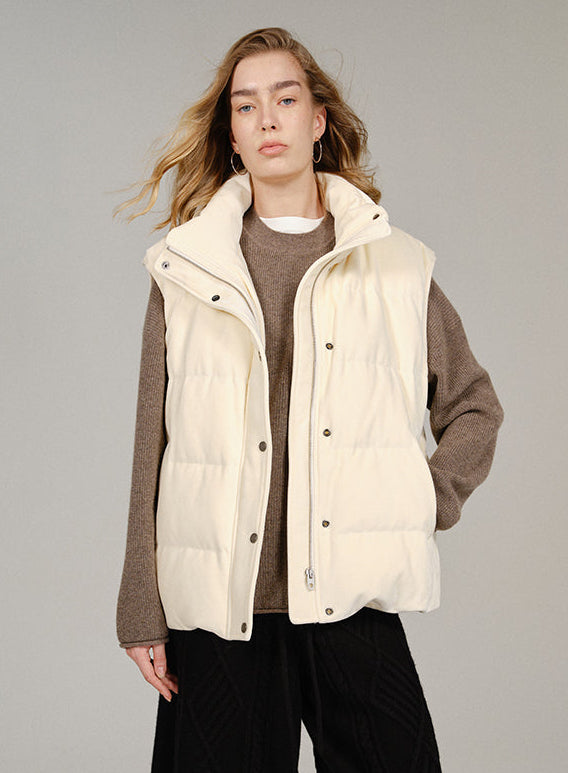 Luxury White Down Vest Coat