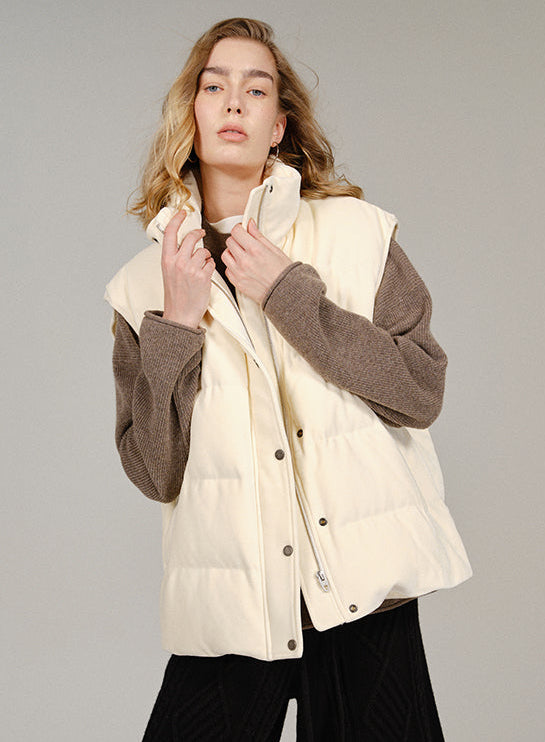 Luxury White Down Vest Coat