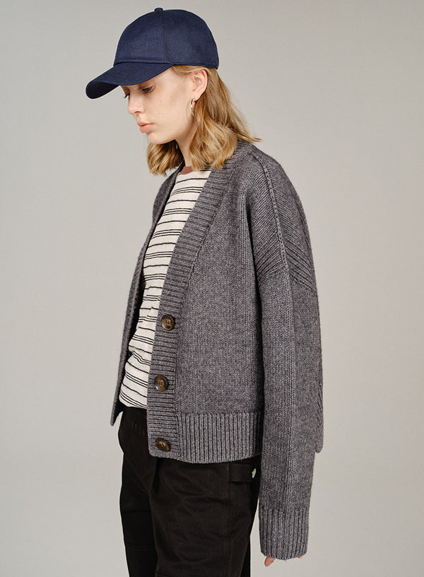 Deep V-Neck Yak Wool Cardigan