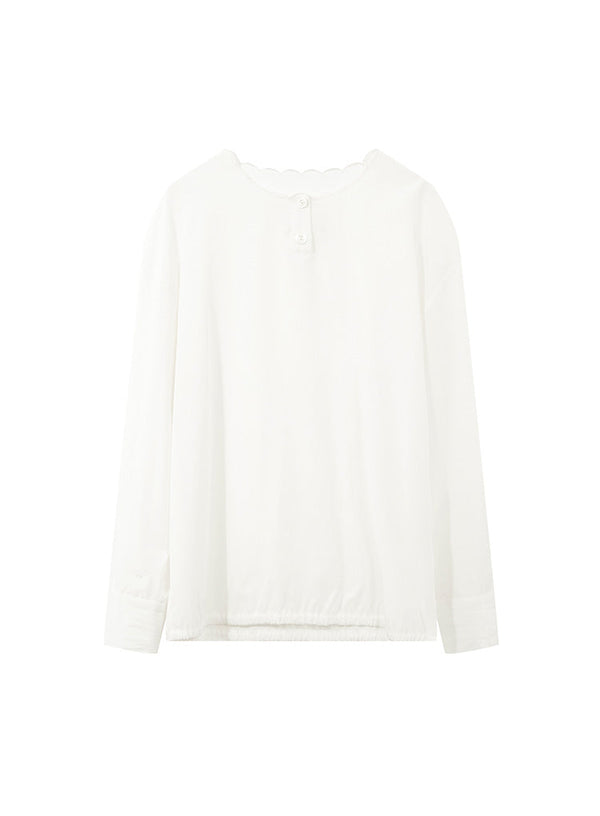 Flower Round Neck Embroidered Blouse