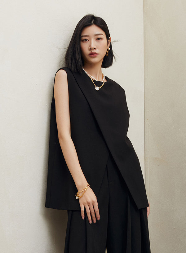 H-Shaped Slanted Placket Vest