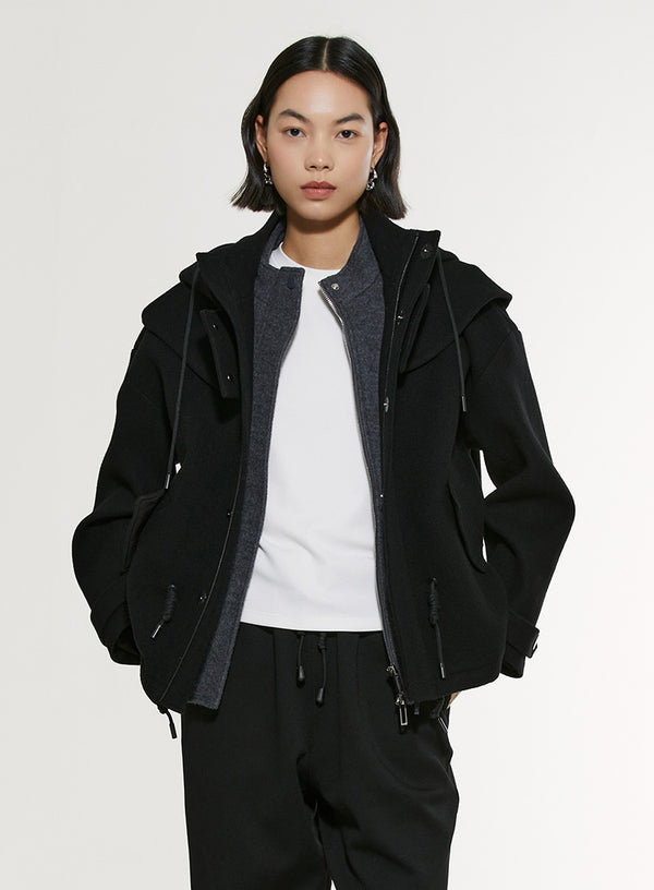 Drawstring Jacket Removable Hood