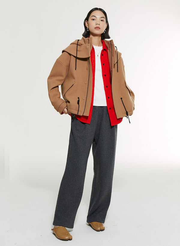 Drawstring Jacket Removable Hood