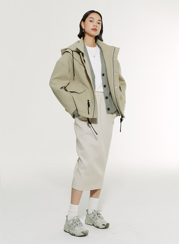 Drawstring Jacket Removable Hood
