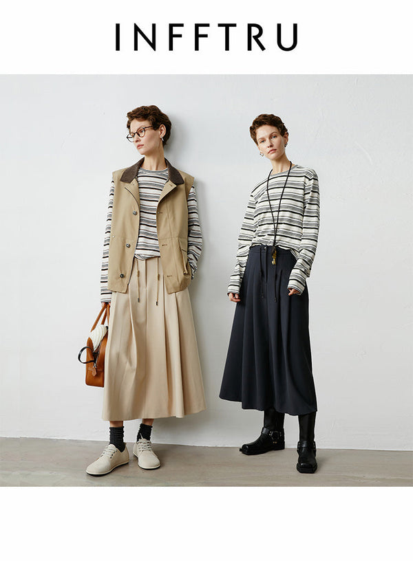 Drawstring Double-Sided Textured Skirt