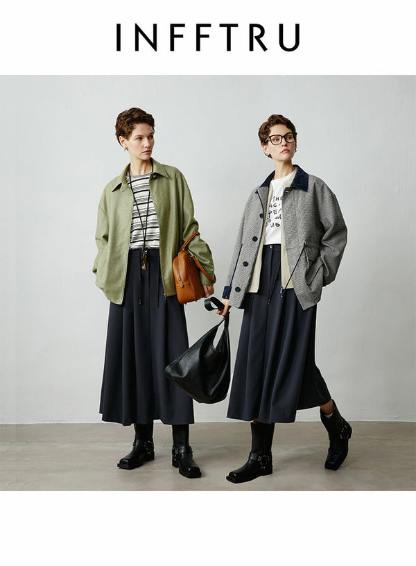 Drawstring Double-Sided Textured Skirt