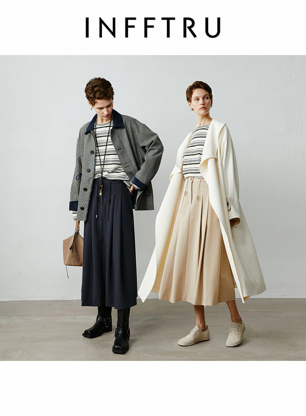 Drawstring Double-Sided Textured Skirt