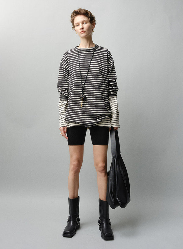 Striped Long-Sleeved T-Shirt With Pockets