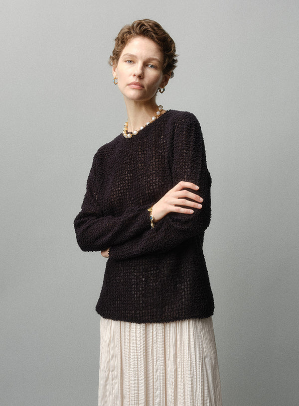 Soft Mesh Hollow Knit Sweater