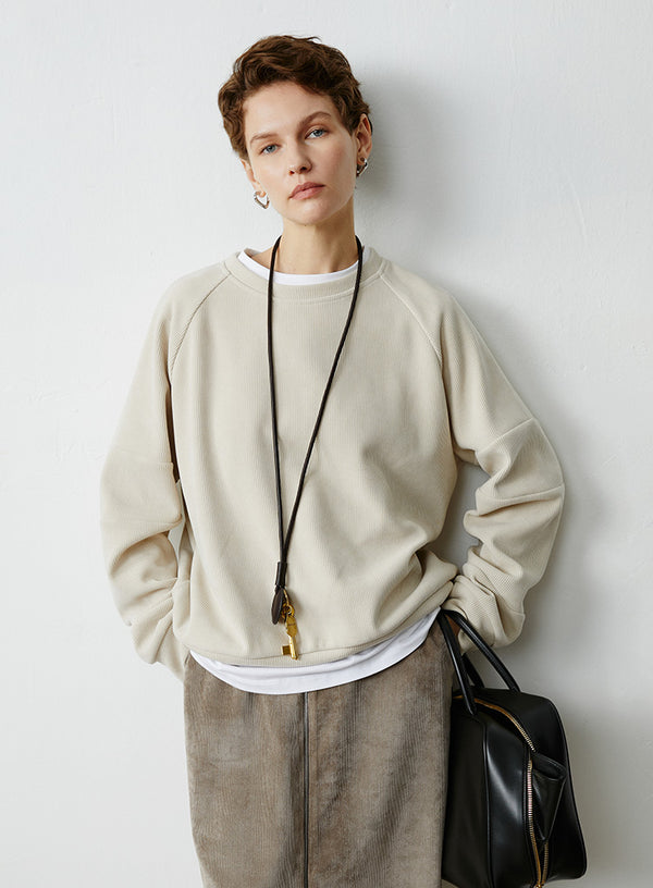 Loose Corduroy Knitted Hoodie