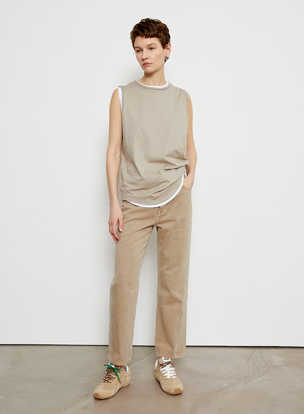 U-hals farveblok tanktop