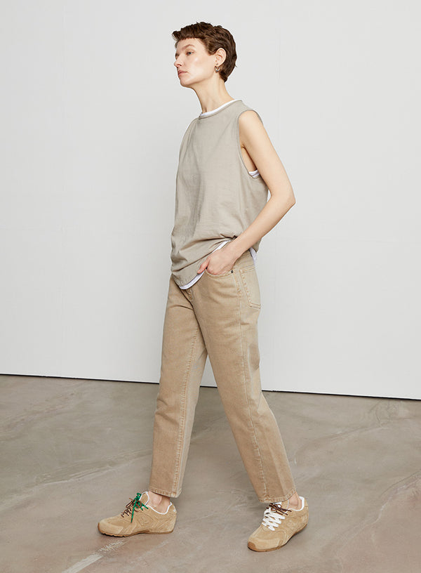 U-hals farveblok tanktop