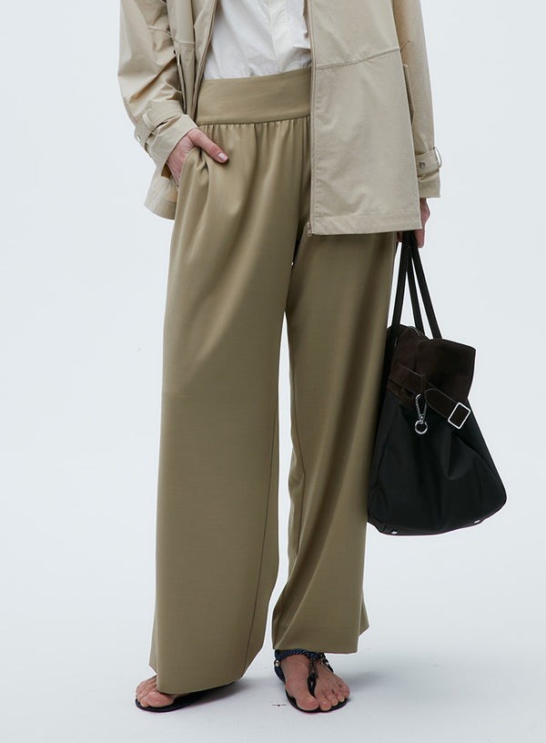 High Waisted Drape Wide Leg Pants