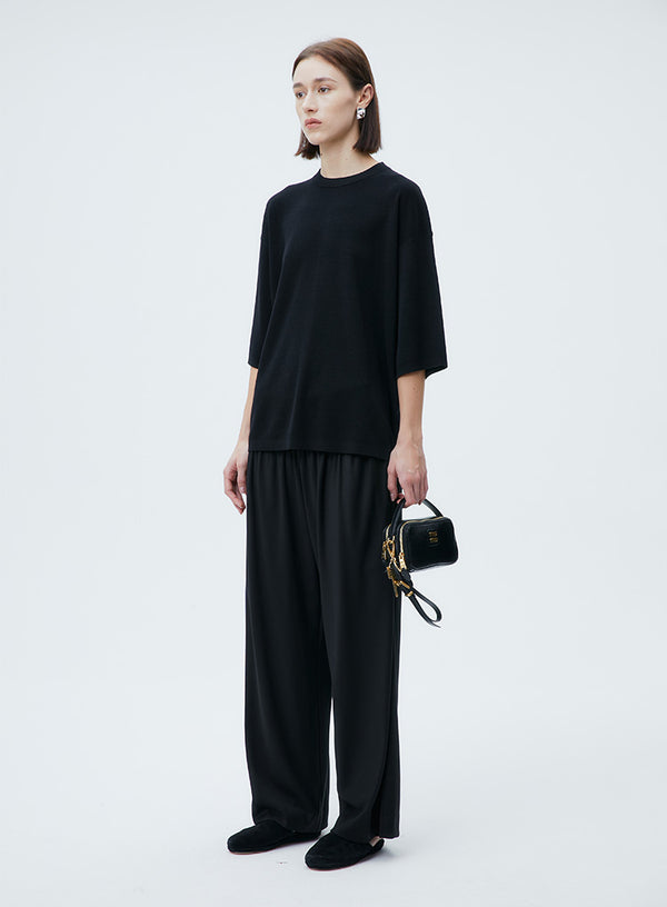 High Waisted Drape Wide Leg Pants