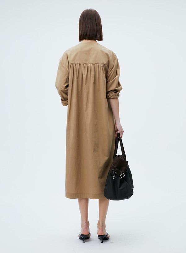 Windbreaker Style Medium Length Shirt Dress