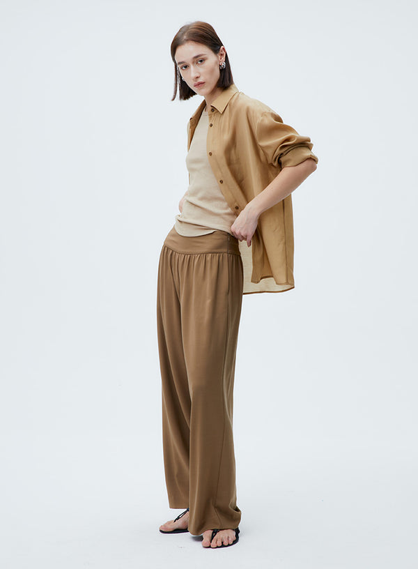 High Waisted Drape Wide Leg Pants