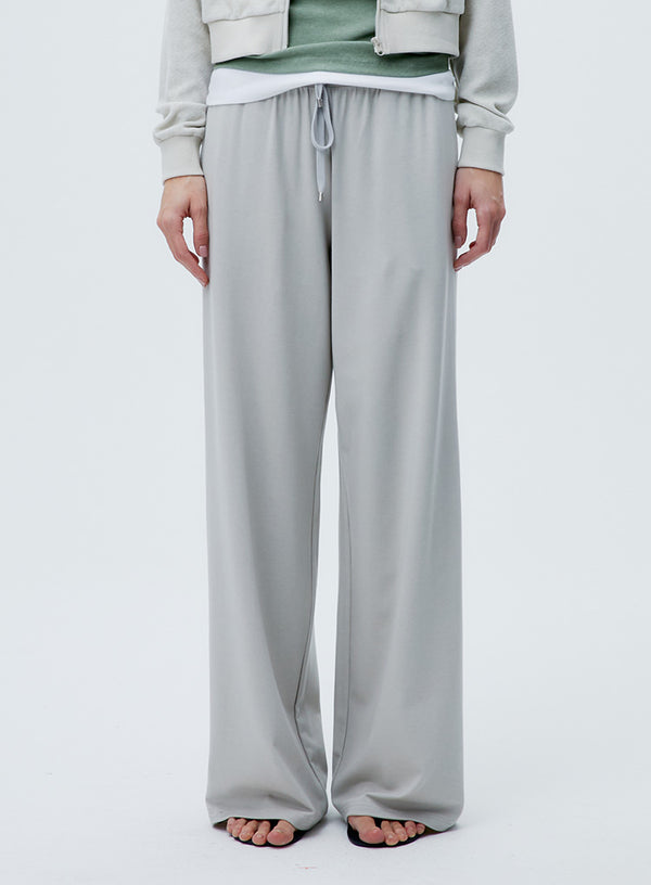 High Waisted Drawstring Straight Wide Leg Pants