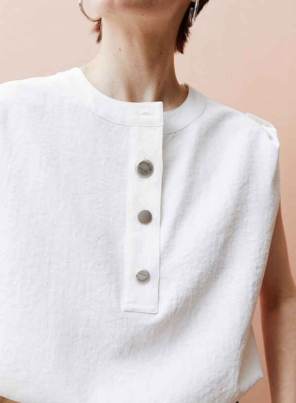 Wide Shoulder Sleeveless Shirt
