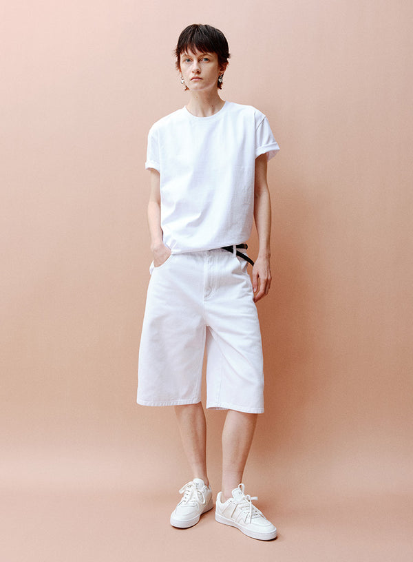 White Cotton Casual Denim Shorts