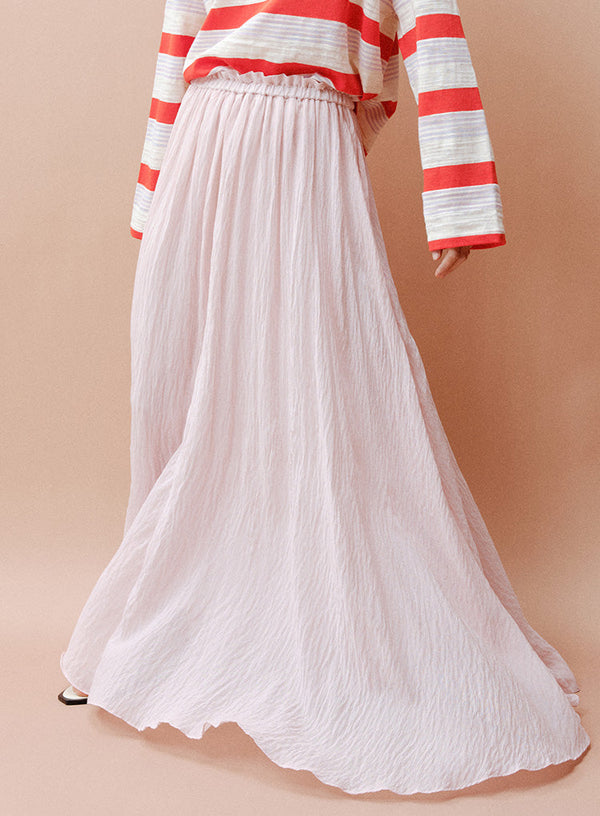High Waisted Pleated Long Skirt