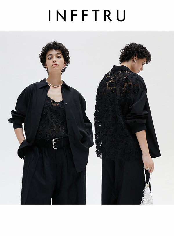 Flower Lace Patchwork-skjorte
