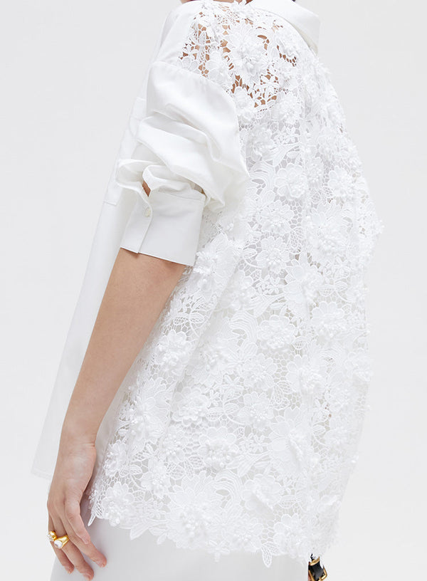 Flower Lace Patchwork-skjorte