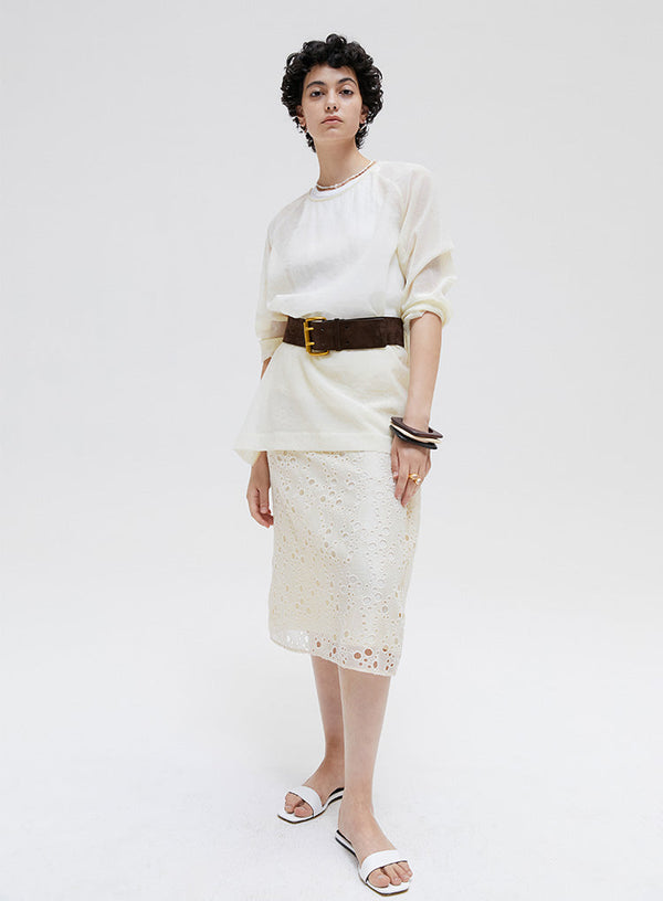 Elegant Circular Hollow Lace Skirt