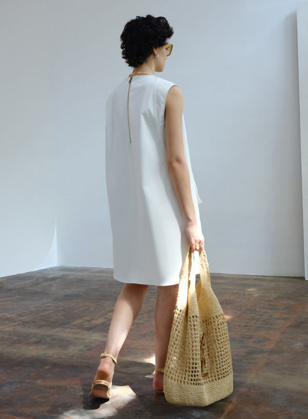 Casual Sleeveless Pocket Midi Dress