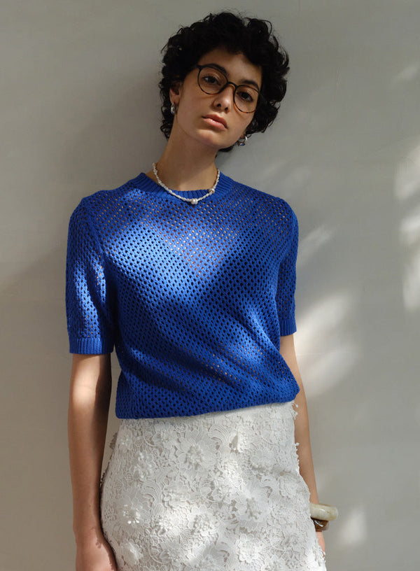 Cotton Hollow Short sleeved T-shirt