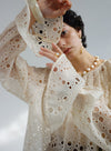 French Embroidered Hollow Flared Sleeve Blouse