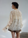 French Embroidered Hollow Flared Sleeve Blouse