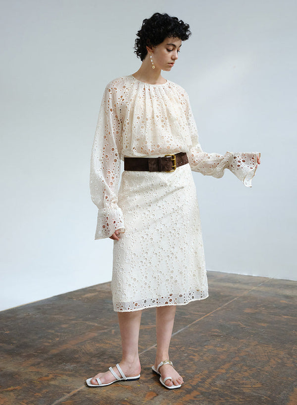Elegant Circular Hollow Lace Skirt