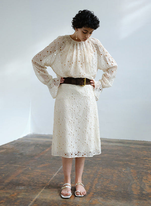 Elegant Circular Hollow Lace Skirt