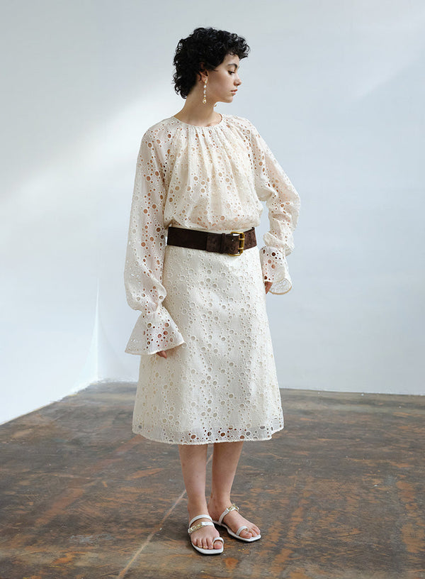 Elegant Circular Hollow Lace Skirt