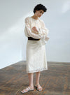 French Embroidered Hollow Flared Sleeve Blouse
