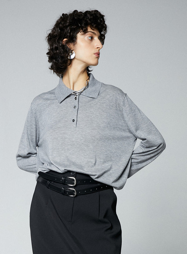 H-shape Polo Long Sleeves T-shirt