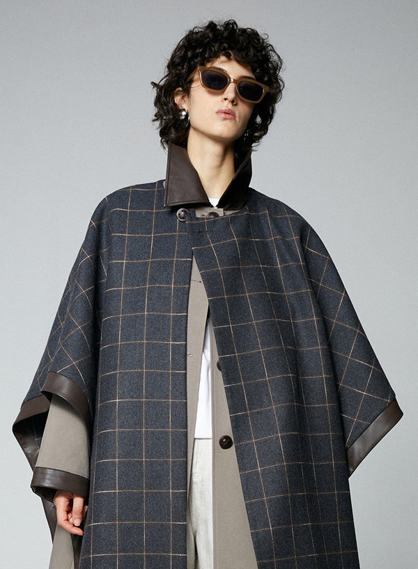 Gray Wrap Style Long Shawl Coat
