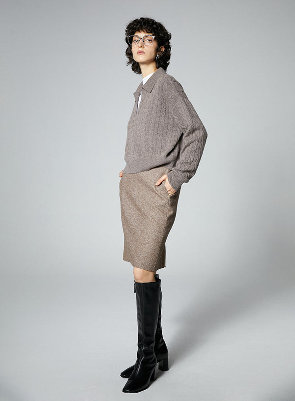 Wool V-Neck Polo Sweater