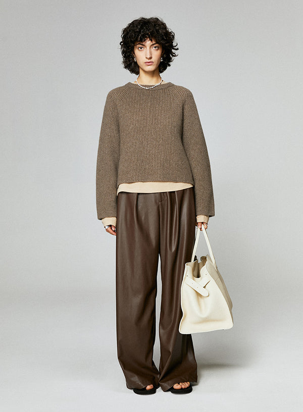 PU Wide-Leg Leather Pants