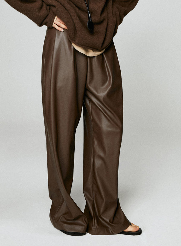 PU Wide-Leg Leather Pants