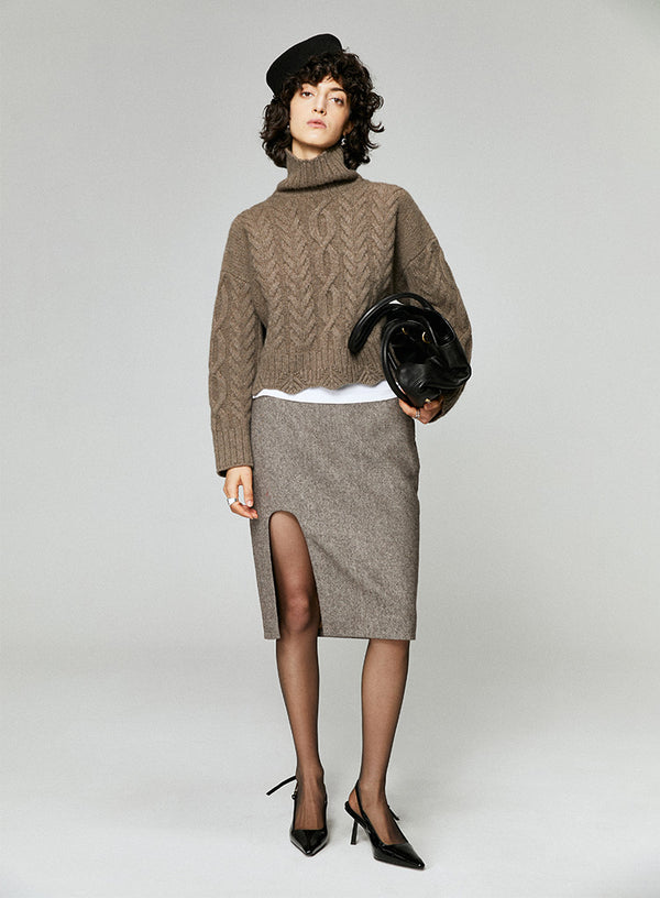 Knitted Yak Wool Turtleneck Sweater
