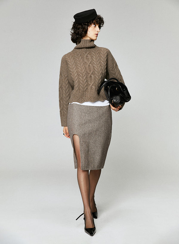 Knitted Yak Wool Turtleneck Sweater