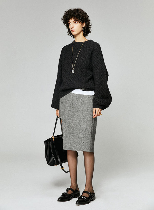 Slit Design Lady Wool Skirt