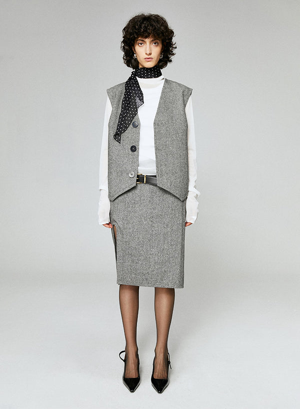 Classic Wool V-Neck Sleeveless Vest