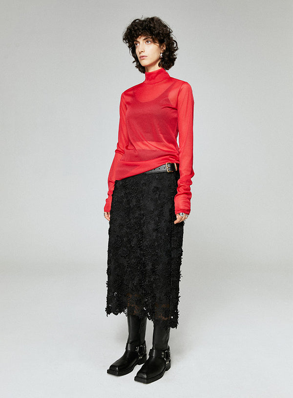 High Collar Long Sleeved T-Shirt