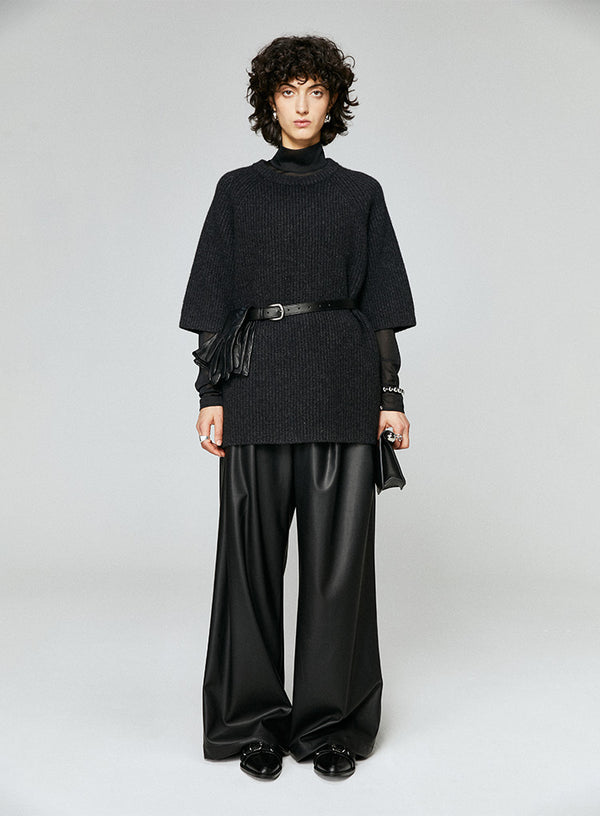 PU Wide-Leg Leather Pants