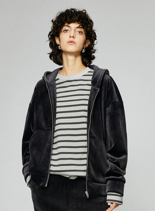 Retro Corduroy Hoodie Jacket