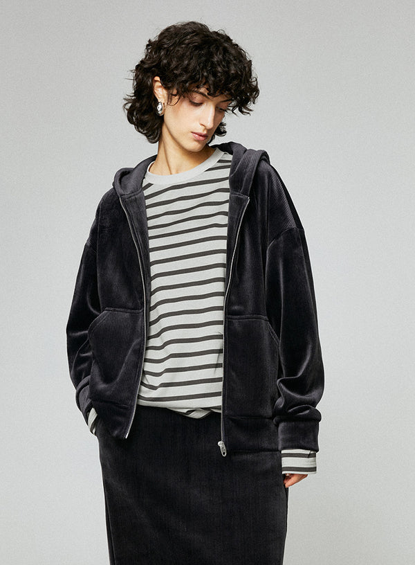 Retro Corduroy Hoodie Jacket