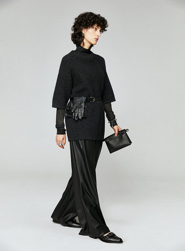 PU Wide-Leg Leather Pants